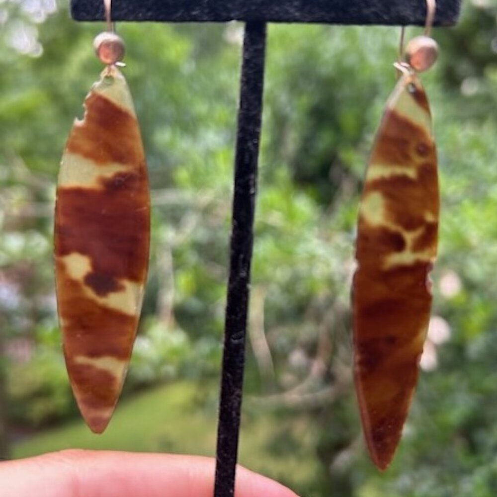 LUCITE Brown Amber Wide Bracelet Earrings SET - Picture 7 of 8